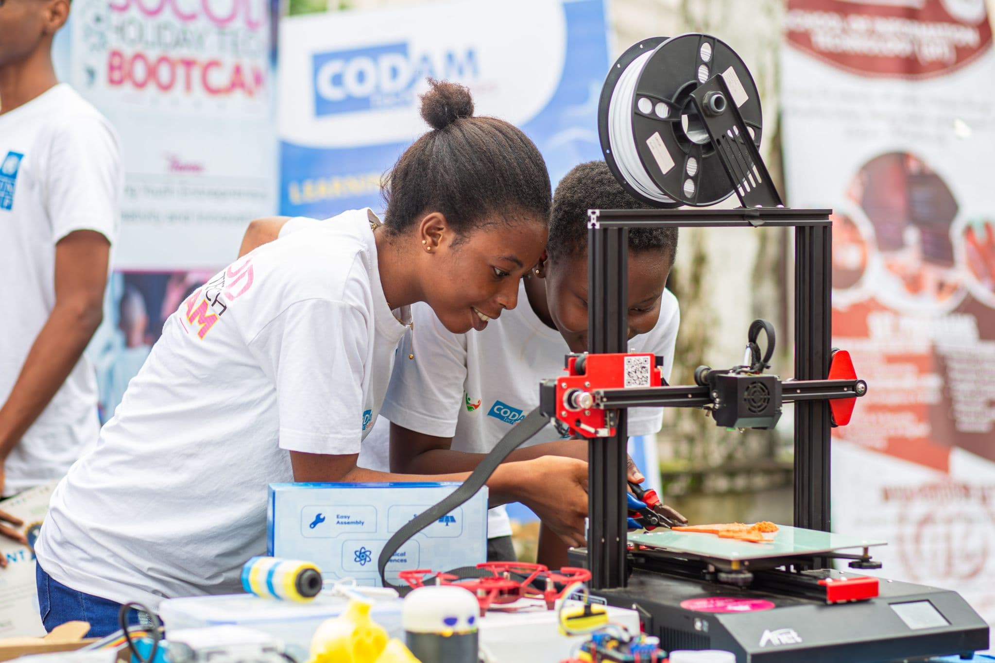 Community members learning technology